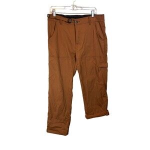 Prana Mens Large Straight For Roll Up Pants 32 x 28.5 Sepia Brown Hiking Stretch